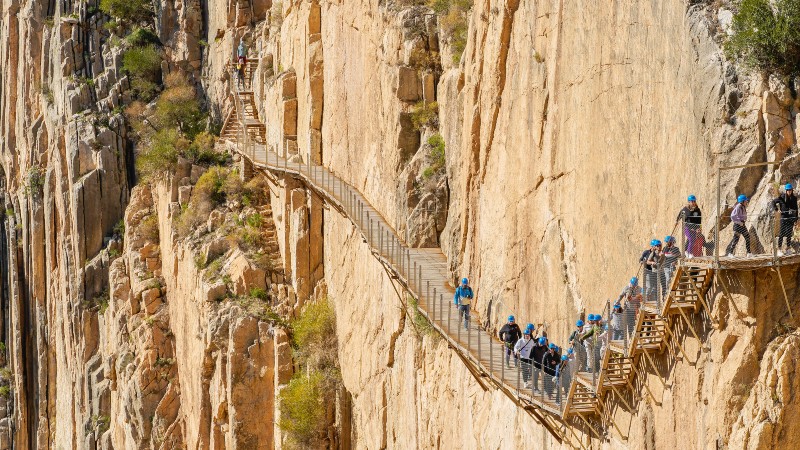El Caminito del Rey mennesker som vandrer på stier/broer